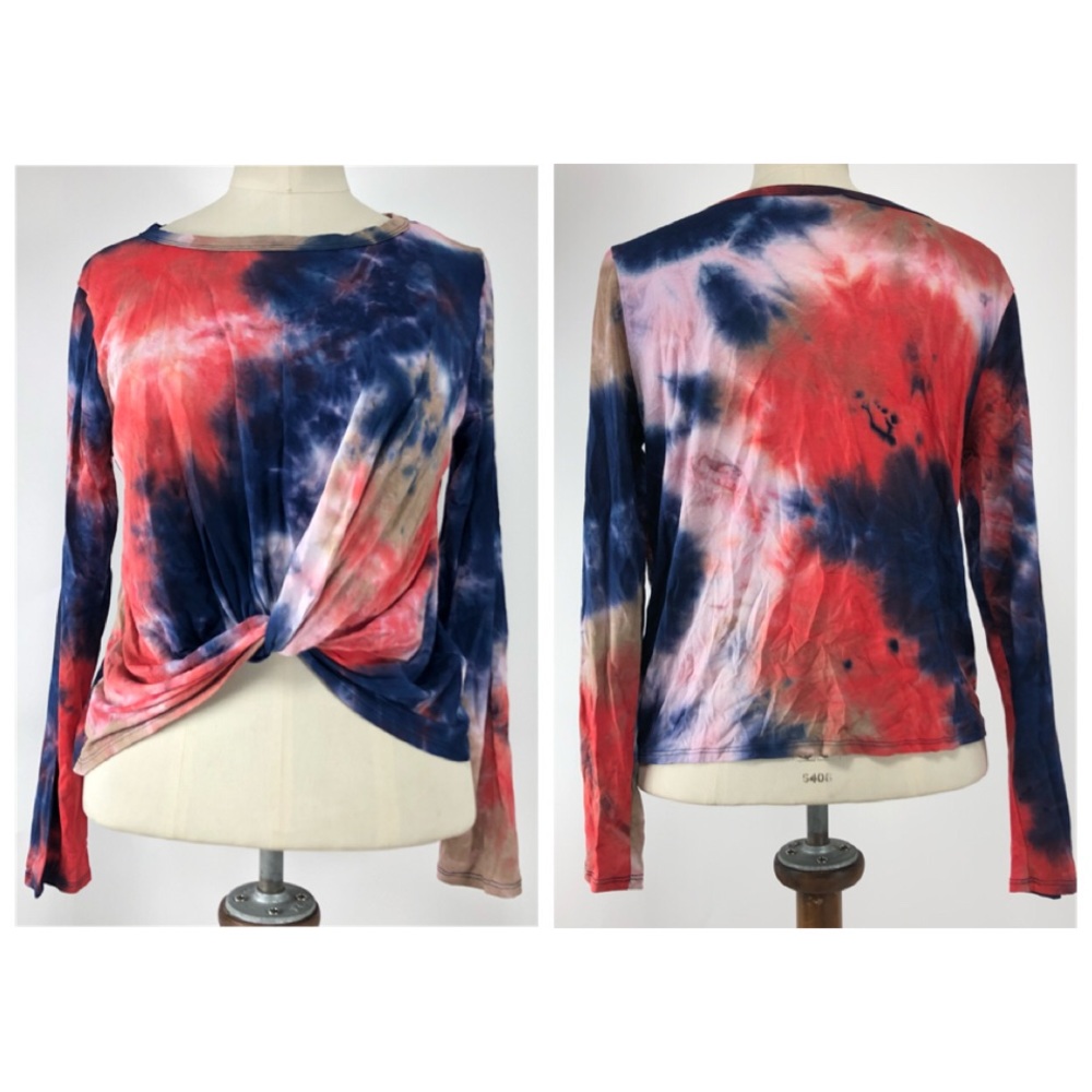 This & More Tie Dye twist blue & red top. Small